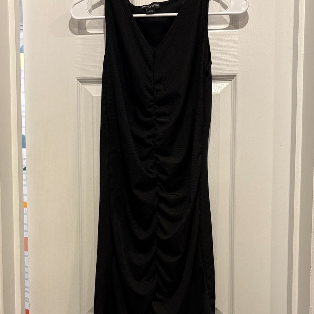 PrettyLittleThing Black Ruched Mini Dress
